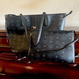 MCM Reversible Medium Black Tote with Pouch